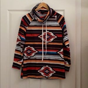 Aztec cowl neck pullover